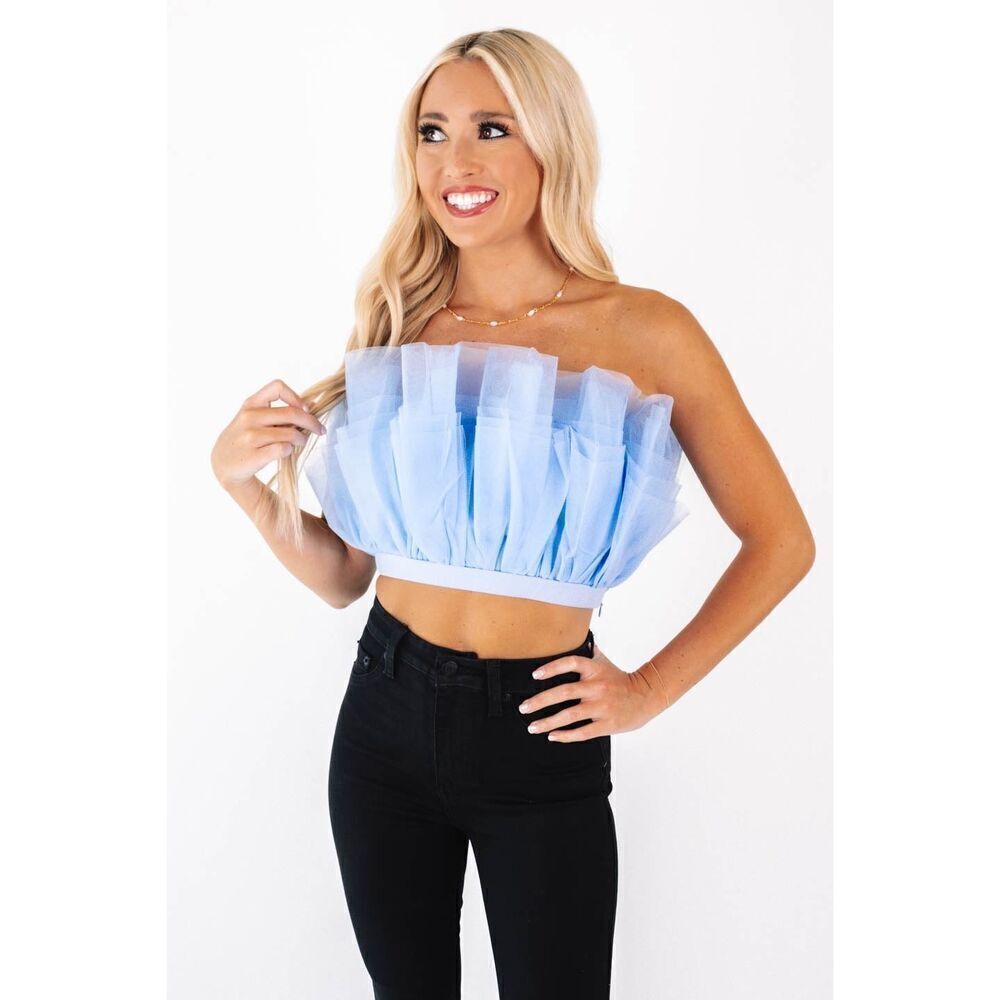 Mable Something To Talk About crop Top - Dusty Blue size S
